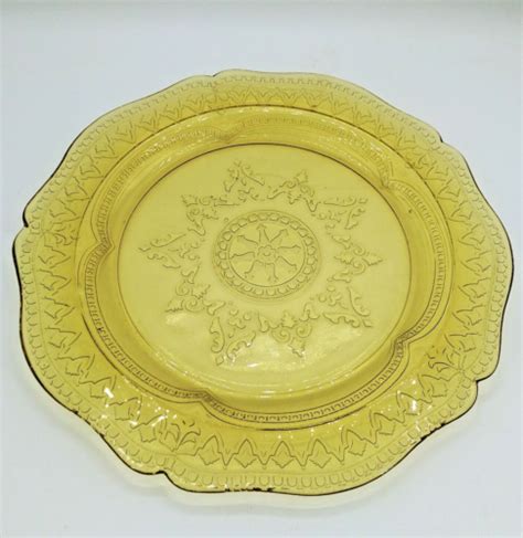 Vtg Patrician Spoke Amber Federal Depression Glass Platter Dinner