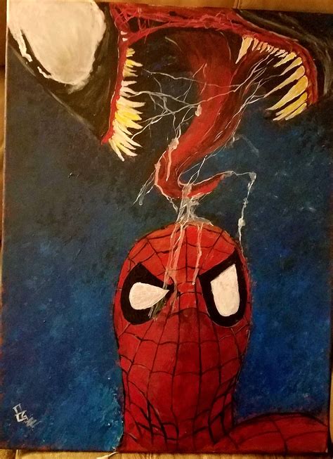 X Acrylic Paint On Canvas Painting Of Spider Man And Venom Shop