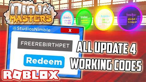 ALL NEW NINJA MASTERS UPDATE 4 WORKING CODES ROBLOX YouTube