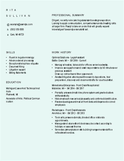 2024 Legal Assistant Resume Example Guide