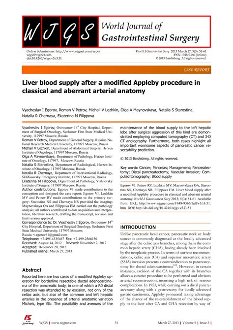 (PDF) Liver blood supply after a modified Appleby procedure in classical and aberrant arterial ...