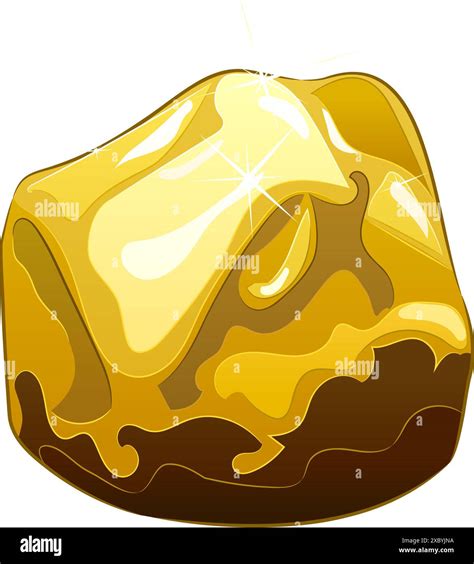 Large natural gold nugget. Vector illustration of a gold nugget with a ...