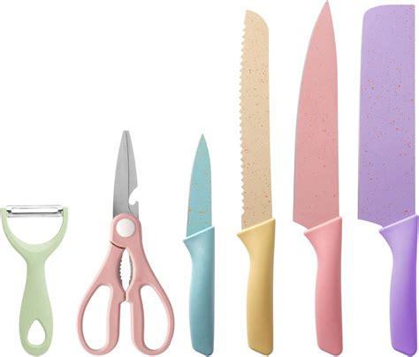 Amazon Colorful Kitchen Knife Set 6 PCS Colored Knives Set With