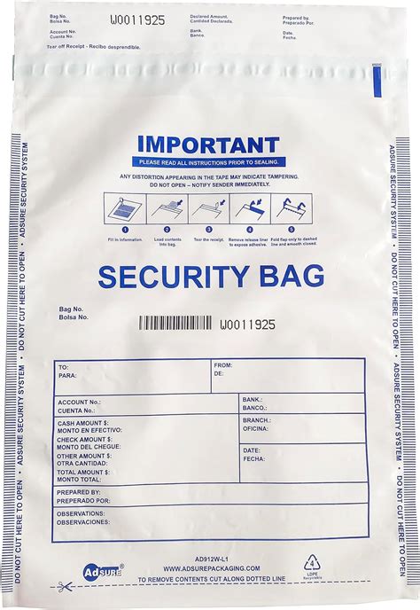 Adsure Money Bag For Cash Bank Security Deposit Bags Tamper Evident