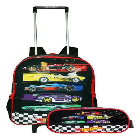 Kit Mochila Hot Wheels Meninos Estojo Escolar Rodinhas Nova Shopee Brasil