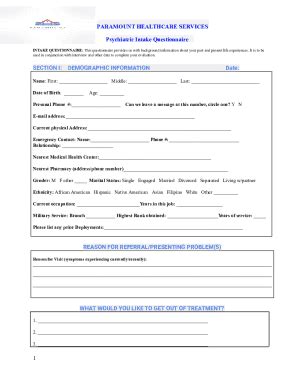 Fillable Online Intake Form AARoss PMHNP Fax Email Print PdfFiller