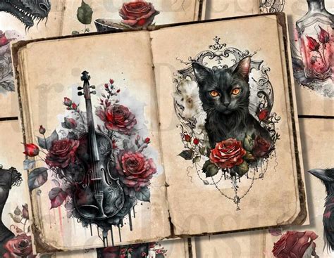 Gothic Junk Journal Kit Goth Journal Printable Vintage Etsy