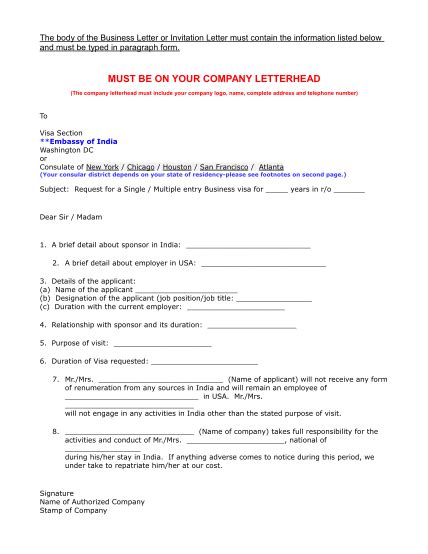 20 Sample Invitation Letter For Visa Free To Edit Download And Print Cocodoc