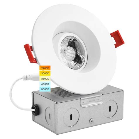 Luxrite In Adjustable Led Gimbal Canless Recessed Light With J Box