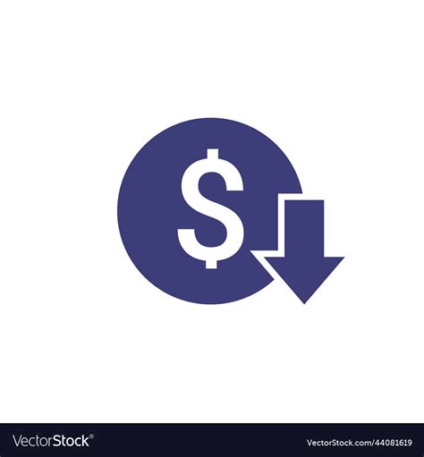 Cost Reduction Icon Price Lower Arrow Low Vector Image