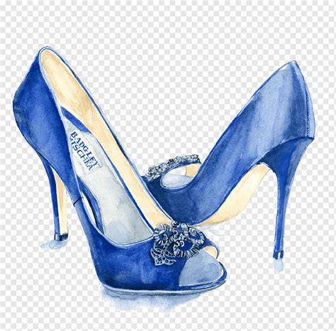 Blue Peep Toe Stiletto Pumps Art Slipper Shoe Drawing High Heeled