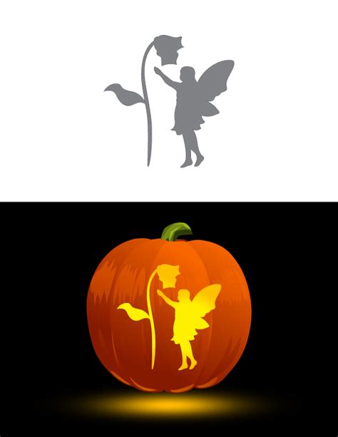 Printable Fairy And Flower Pumpkin Stencil