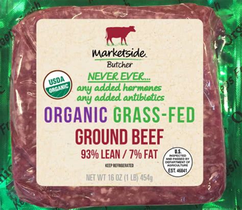 Marketside Butcher Organic Grass Fed 93 Lean 7 Fat Ground Beef 1 Lb Fresh