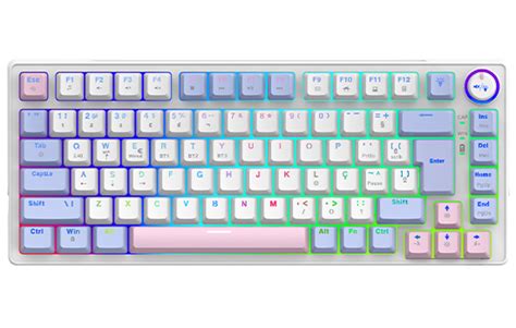 Teclado Gamer Superframe Ribbon Rgb Switch Red Abnt Hot Swap Sem Fio White Purple