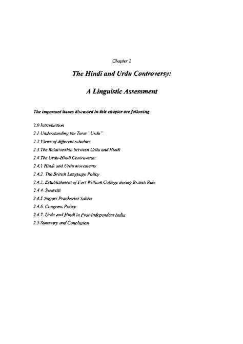 (PDF) The Hindi and Urdu Controversy: A Linguistic Assessment