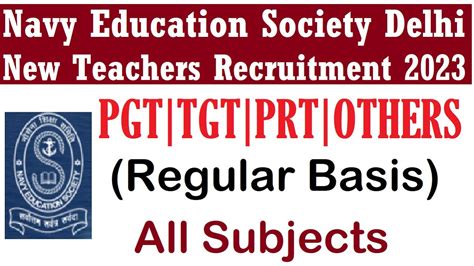 Navy Education Society Delhi New Teachers Recruitment Pgt Tgt