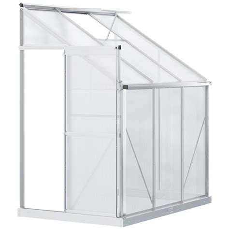 Outsunny 6x4ft Walk In Lean To Greenhouse Silver