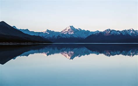 Online crop | HD wallpaper: mountains, lake, reflection, clean sky ...