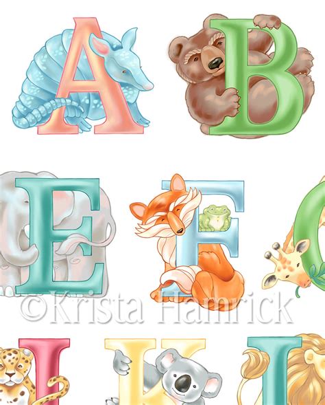 ART PRINT Animal Alphabet Original Art Print 8X10 11X14 - Etsy