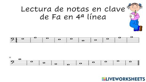 Lectura De Notas En Clave De Fa En 4ª Línea Worksheet Live Worksheets