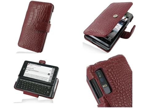 Pdair Leather Case For Motorola Droid Xt Book Type Red