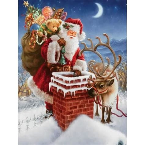 5D Diy Diamond Painting Père Noël Par Numéro Kits Complet Broderie