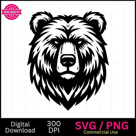 Bear Head Svg Grizzly Svg Bear Mascot Svg Png Vector Graphic Laser