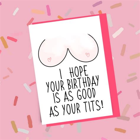 Happy Birthday Boob Card Funny Boobie Birthday Card Rude Etsy
