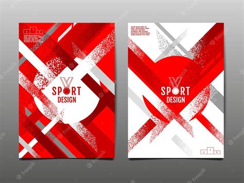 Premium Vector Red And White Grunge Sports Template Set Abstract