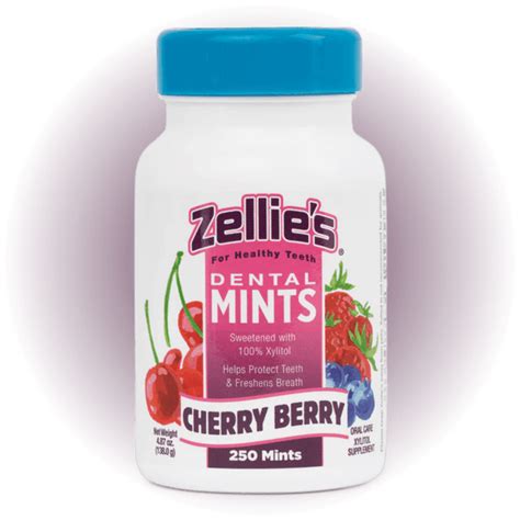 Zellies Dental Mints - 250 Count Xylitol Mints Jar - Healthy Kiwis