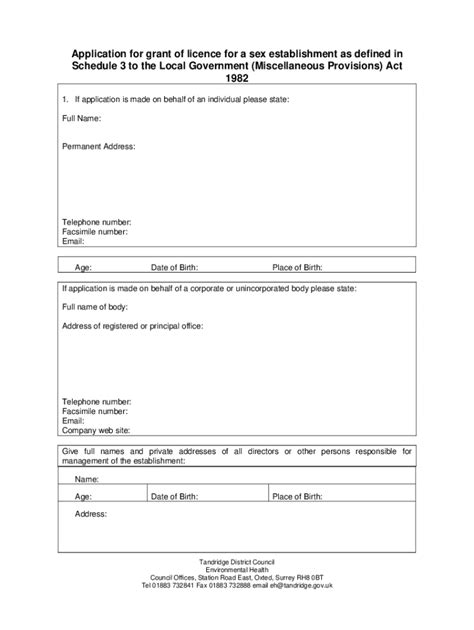 Fillable Online Sex Establishment Application Form Fax Email Print