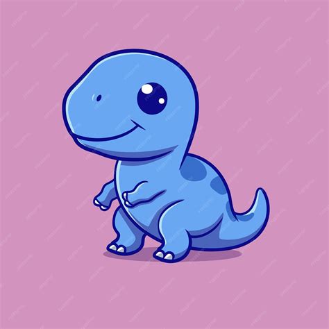 Premium Vector Cute Blue Dinosaur Simple Flat Style Vector Illustration