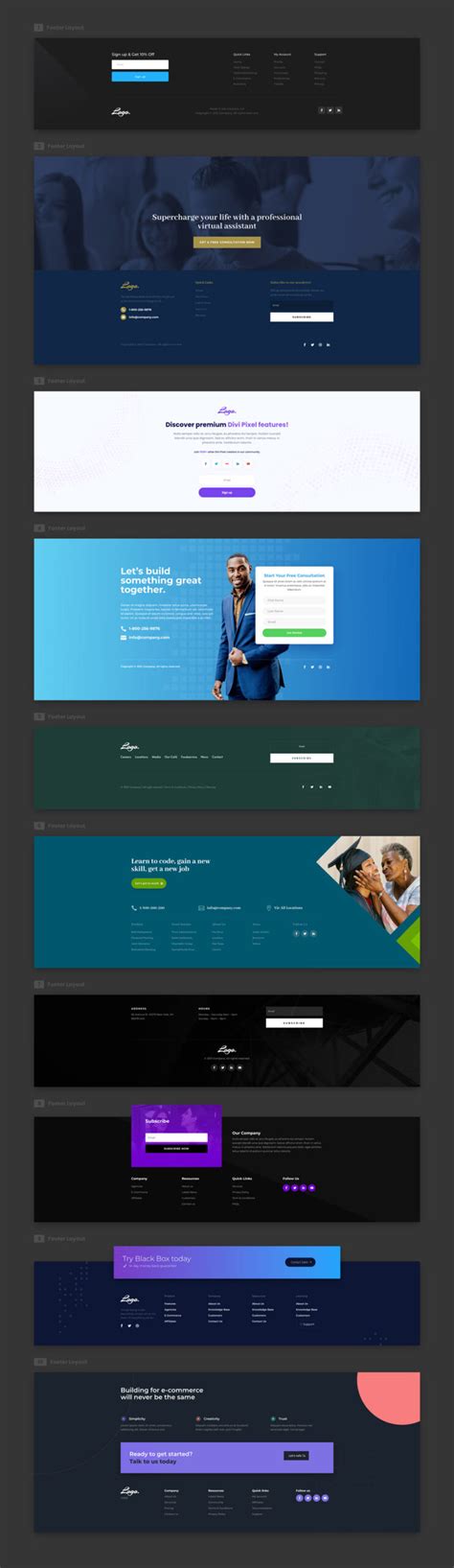 Download A FREE Footer Layout Pack for Divi | Divi Pixel