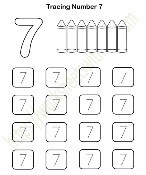 Number 7 Printables Simple Living Creative Learning Worksheets Library