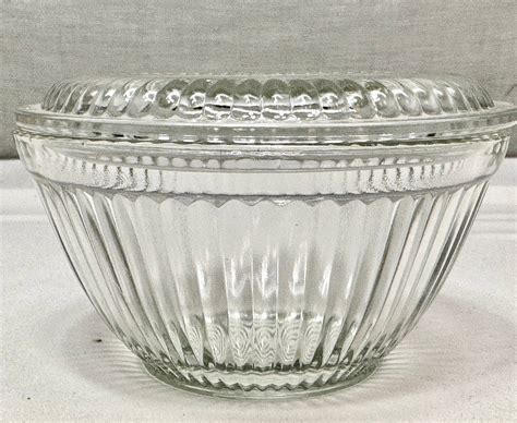 Vintage Round Clear Ribbed Glass Refrigerator Storage Container