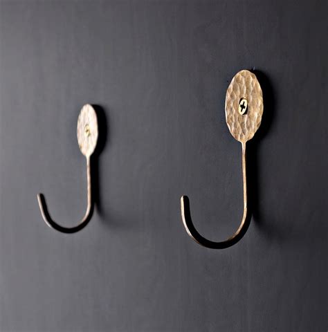 Brass Wall Hooks Antique Brass Wall Hooks With Hammered Etsy