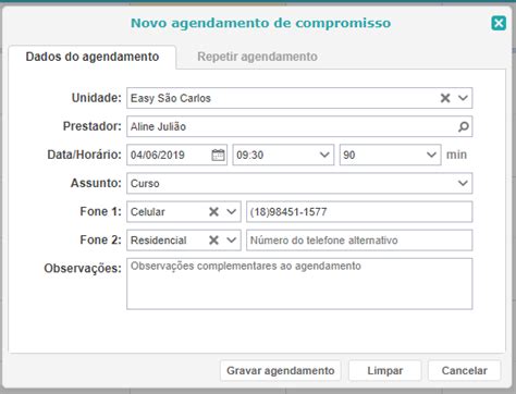 Agendamento De Compromissos EASY SOFTWARE