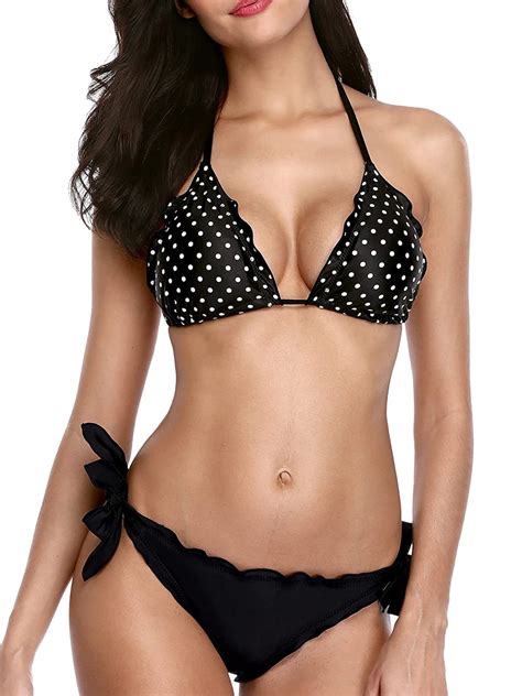Charmo Women S Halter Bikini Triangle Swimsuit Tie Side Swimwear String Bikini Walmart