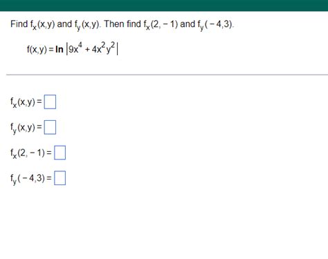 Solved Find Fx X Y And Fy X Y Then Find Fx 2 −1 And