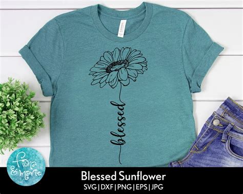 Blessed Cursive Type Sunflower Svg High Quality Perfect For Your Design