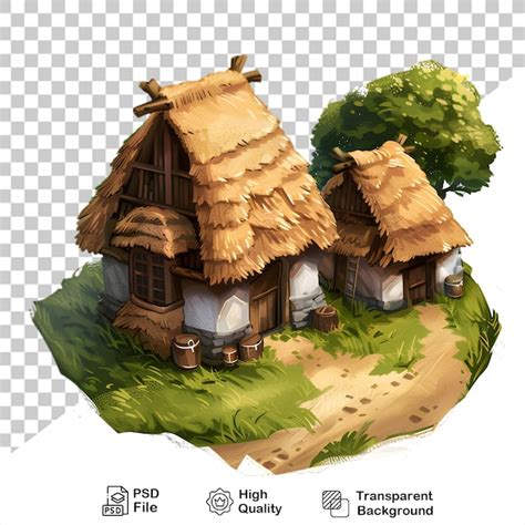 Premium Psd A House Illustration With A Thatched Roof Isolated On