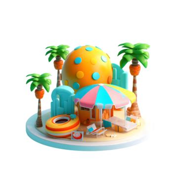 3d Summer Seaside Beach Scene, 3d, Summer, Beach PNG Transparent Image ...