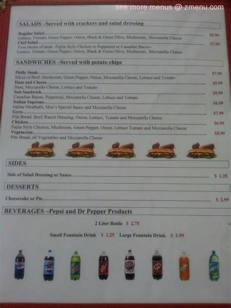 Menu at Moe's Pizza pizzeria, White Oak