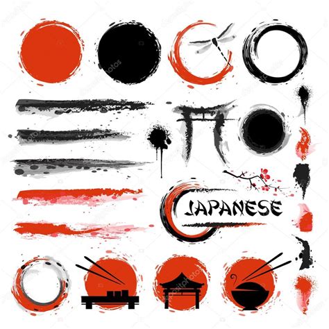 Traditional Japanese style. Set of brushes and other design elements Stock Vector by ©Pro_Vector ...