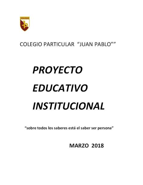 Pdf Proyecto Educativo Institucional Proyecto Educativo