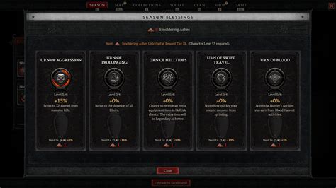 How To Use Smoldering Ashes And Season Blessings In Diablo Season