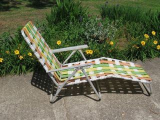 Aluminum Folding Webbed Chaise Lounge Sunbathing Chair Lawn Pool Beach