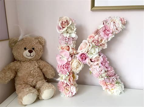 Floral Letter Floral Initial Pink Nursery Letter Baby Gift Nursery