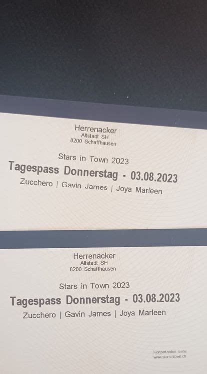 2 Tickets für Stars in town 3 8 Zucchero Donnerstag Kaufen auf Ricardo