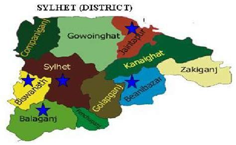 Map Of Sylhet District Indicating The Locations Of Sampling Sites At